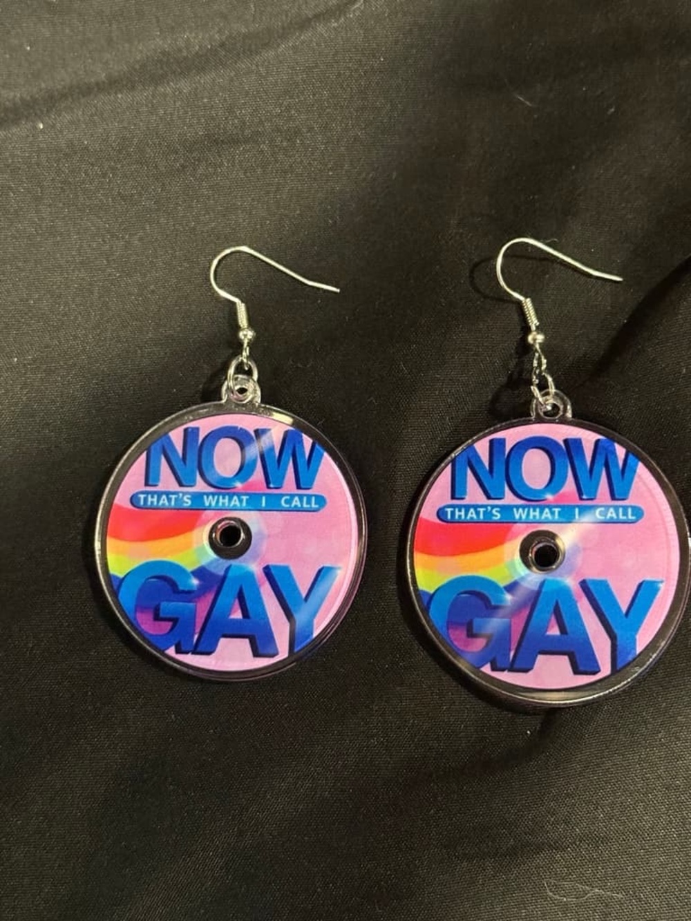 NOW That's What I Call Gay Pink Rainbow Disc Earrings